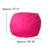 Dillon Small Solid Hot Pink Refillable Bean Bag Chair for Kids and Teens