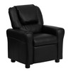 Vana Contemporary Black LeatherSoft Kids Recliner with Cup Holder and Headrest