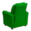 Vana Contemporary Green Vinyl Kids Recliner with Cup Holder and Headrest