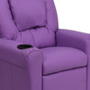 Vana Contemporary Lavender Vinyl Kids Recliner with Cup Holder and Headrest