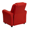 Vana Contemporary Red Vinyl Kids Recliner with Cup Holder and Headrest