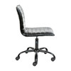 Alan Low Back Designer Armless Black Ribbed Swivel Task Office Chair with Black Frame and Base