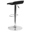 Mark Contemporary Black Vinyl Adjustable Height Barstool with Quilted Wave Seat and Chrome Base