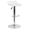 Mark Contemporary White Vinyl Adjustable Height Barstool with Quilted Wave Seat and Chrome Base