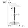 Dax Contemporary White Vinyl Adjustable Height Barstool with Solid Wave Seat and Chrome Base