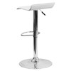 Dax Contemporary White Vinyl Adjustable Height Barstool with Solid Wave Seat and Chrome Base