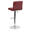 Kathleen Contemporary Burgundy Quilted Vinyl Adjustable Height Barstool with Chrome Base