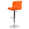 Kathleen Contemporary Orange Quilted Vinyl Adjustable Height Barstool with Chrome Base