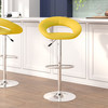 Brook Contemporary Yellow Vinyl Rounded Orbit-Style Back Adjustable Height Barstool with Chrome Base