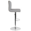 Bellagio Contemporary Adjustable Height Barstool with Accent Nail Trim in Light Gray Fabric