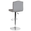 Bellagio Contemporary Adjustable Height Barstool with Accent Nail Trim in Light Gray Fabric