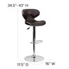 Devin Contemporary Cozy Mid-Back Brown Vinyl Adjustable Height Barstool with Chrome Base