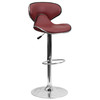 Devin Contemporary Cozy Mid-Back Burgundy Vinyl Adjustable Height Barstool with Chrome Base