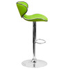Devin Contemporary Cozy Mid-Back Green Vinyl Adjustable Height Barstool with Chrome Base