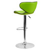 Devin Contemporary Cozy Mid-Back Green Vinyl Adjustable Height Barstool with Chrome Base