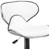 Devin Contemporary Cozy Mid-Back White Vinyl Adjustable Height Barstool with Chrome Base