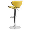 Devin Contemporary Cozy Mid-Back Yellow Vinyl Adjustable Height Barstool with Chrome Base