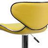 Devin Contemporary Cozy Mid-Back Yellow Vinyl Adjustable Height Barstool with Chrome Base