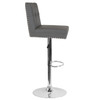 Ravello Contemporary Adjustable Height Barstool with Accent Nail Trim in Gray LeatherSoft