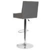 Ravello Contemporary Adjustable Height Barstool with Accent Nail Trim in Gray LeatherSoft