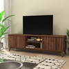 Hatfield Mid-Century Modern TV Stand in Walnut for 65+ Inch TV's - 70 Inch Media Center with Adjustable Center Shelf and Dual Soft Close Doors