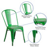 Tenley Commercial Grade Distressed Green Metal Indoor-Outdoor Stackable Chair