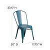 Tenley Commercial Grade Distressed Kelly Blue-Teal Metal Indoor-Outdoor Stackable Chair
