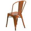 Tenley Commercial Grade Distressed Orange Metal Indoor-Outdoor Stackable Chair