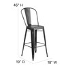 Cindy Commercial Grade 30" High Distressed Black Metal Indoor-Outdoor Barstool with Back