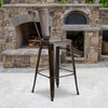 Cindy Commercial Grade 30" High Distressed Copper Metal Indoor-Outdoor Barstool with Back