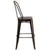 Cindy Commercial Grade 30" High Distressed Copper Metal Indoor-Outdoor Barstool with Back