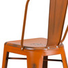 Cindy Commercial Grade 30" High Distressed Orange Metal Indoor-Outdoor Barstool with Back