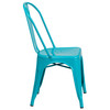 Tenley Commercial Grade Crystal Teal-Blue Metal Indoor-Outdoor Stackable Chair