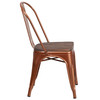 Tenley Copper Metal Stackable Chair with Wood Seat