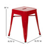 Kai 18" Table Height Stool, Stackable Backless Metal Indoor Dining Stool, Commercial Grade Restaurant Stool in Red - Set of 4