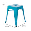 Kai 18" Table Height Stool, Stackable Backless Metal Indoor Dining Stool, Commercial Grade Restaurant Stool in Teal - Set of 4
