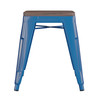Kai 18" Backless Table Height Stool with Wooden Seat-Stackable Royal Blue Metal Indoor Dining Stool-Commercial Grade-Set of 4