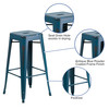 Kai Commercial Grade 30" High Backless Distressed Antique Blue Metal Indoor-Outdoor Barstool