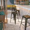 Kai Commercial Grade 30" High Backless Distressed Copper Metal Indoor-Outdoor Barstool