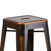 Kai Commercial Grade 30" High Backless Distressed Copper Metal Indoor-Outdoor Barstool