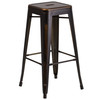 Kai Commercial Grade 30" High Backless Distressed Copper Metal Indoor-Outdoor Barstool