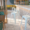 Kai Commercial Grade 30" High Backless Distressed Green-Blue Metal Indoor-Outdoor Barstool