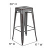 Kai Commercial Grade 30" High Backless Distressed Silver Gray Metal Indoor-Outdoor Barstool