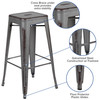 Kai Commercial Grade 30" High Backless Distressed Silver Gray Metal Indoor-Outdoor Barstool