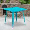 Felix Commercial Grade 31.5" Square Crystal Teal-Blue Metal Indoor-Outdoor Table