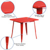 Felix Commercial Grade 31.5" Square Red Metal Indoor-Outdoor Table