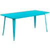Charis Commercial Grade 31.5" x 63" Rectangular Crystal Teal-Blue Metal Indoor-Outdoor Table