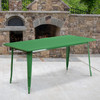 Charis Commercial Grade 31.5" x 63" Rectangular Green Metal Indoor-Outdoor Table