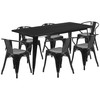 Oakley Commercial Grade 31.5" x 63" Rectangular Black Metal Indoor-Outdoor Table Set with 6 Arm Chairs