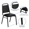HERCULES Series Trapezoidal Back Stacking Banquet Chair in Black Vinyl - Black Frame